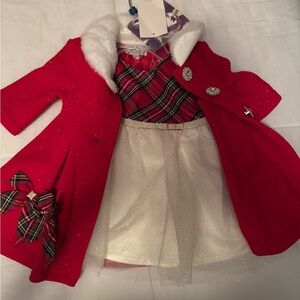 Red Plaid Dress with White Tulle Skirt and Coat